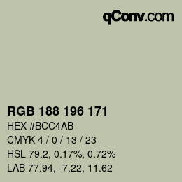 カラーコード: RGB 188 196 171 | qconv.com