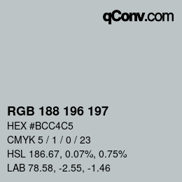 Code couleur: RGB 188 196 197 | qconv.com