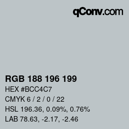 カラーコード: RGB 188 196 199 | qconv.com