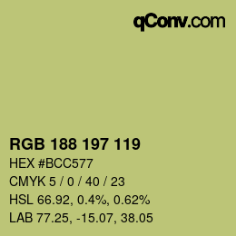 Código de color: RGB 188 197 119 | qconv.com