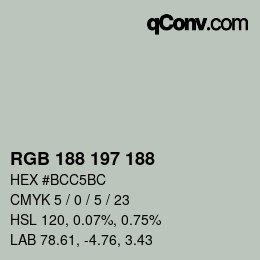 Código de color: RGB 188 197 188 | qconv.com