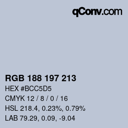 Farbcode: RGB 188 197 213 | qconv.com