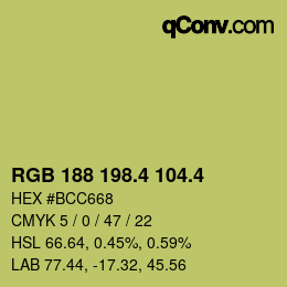 カラーコード: RGB 188 198.4 104.4 | qconv.com