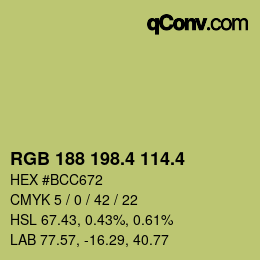 カラーコード: RGB 188 198.4 114.4 | qconv.com