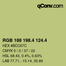 カラーコード: RGB 188 198.4 124.4 | qconv.com