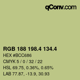 カラーコード: RGB 188 198.4 134.4 | qconv.com
