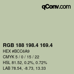 カラーコード: RGB 188 198.4 169.4 | qconv.com