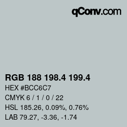 カラーコード: RGB 188 198.4 199.4 | qconv.com