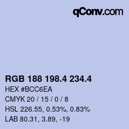 カラーコード: RGB 188 198.4 234.4 | qconv.com