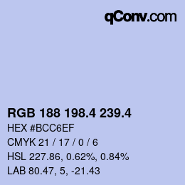 カラーコード: RGB 188 198.4 239.4 | qconv.com