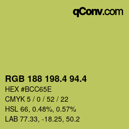 カラーコード: RGB 188 198.4 94.4 | qconv.com