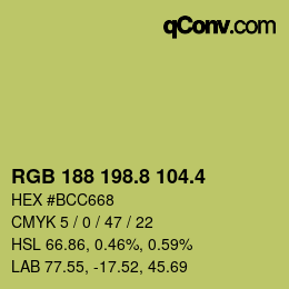 カラーコード: RGB 188 198.8 104.4 | qconv.com