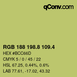 カラーコード: RGB 188 198.8 109.4 | qconv.com