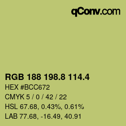 カラーコード: RGB 188 198.8 114.4 | qconv.com