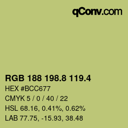 カラーコード: RGB 188 198.8 119.4 | qconv.com