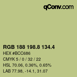 カラーコード: RGB 188 198.8 134.4 | qconv.com