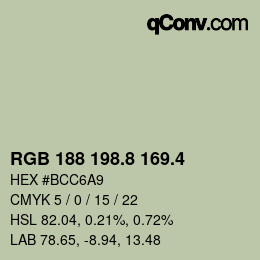 カラーコード: RGB 188 198.8 169.4 | qconv.com