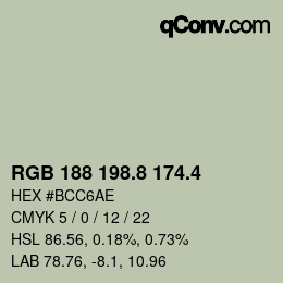 カラーコード: RGB 188 198.8 174.4 | qconv.com