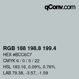 カラーコード: RGB 188 198.8 199.4 | qconv.com
