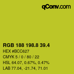 カラーコード: RGB 188 198.8 39.4 | qconv.com