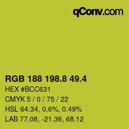 カラーコード: RGB 188 198.8 49.4 | qconv.com