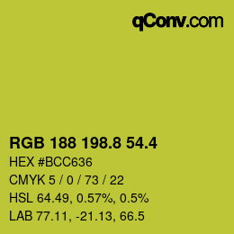 カラーコード: RGB 188 198.8 54.4 | qconv.com