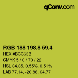 カラーコード: RGB 188 198.8 59.4 | qconv.com