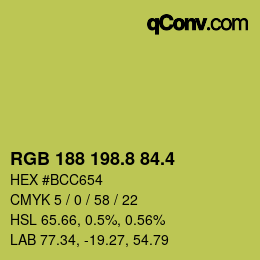 カラーコード: RGB 188 198.8 84.4 | qconv.com