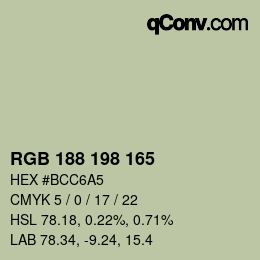 Color code: RGB 188 198 165 | qconv.com