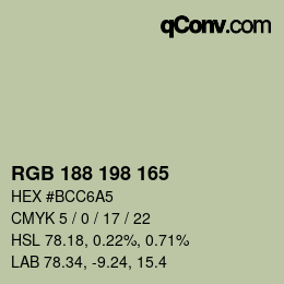 颜色代码: RGB 188 198 165 | qconv.com
