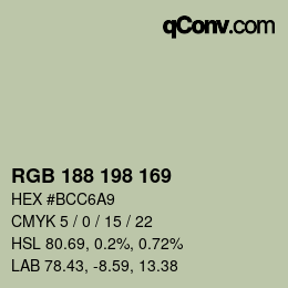 Código de color: RGB 188 198 169 | qconv.com