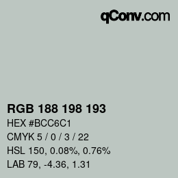 Color code: RGB 188 198 193 | qconv.com