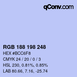 Color code: RGB 188 198 248 | qconv.com