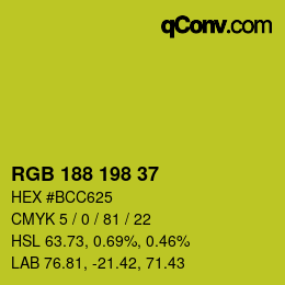 Color code: RGB 188 198 37 | qconv.com