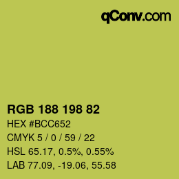 Color code: RGB 188 198 82 | qconv.com