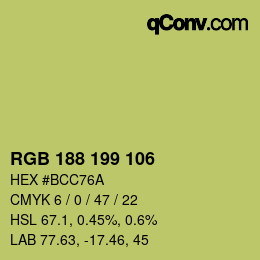 Color code: RGB 188 199 106 | qconv.com