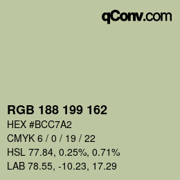 Color code: RGB 188 199 162 | qconv.com