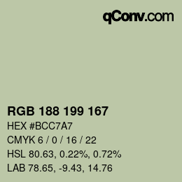 Código de color: RGB 188 199 167 | qconv.com