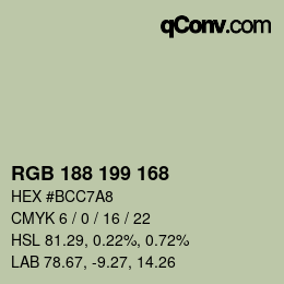 Código de color: RGB 188 199 168 | qconv.com