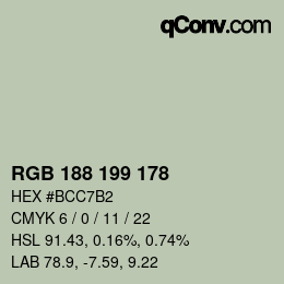 Color code: RGB 188 199 178 | qconv.com