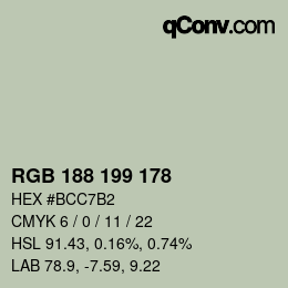 Color code: RGB 188 199 178 | qconv.com