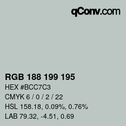 Código de color: RGB 188 199 195 | qconv.com