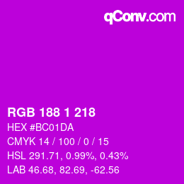 Color code: RGB 188 1 218 | qconv.com