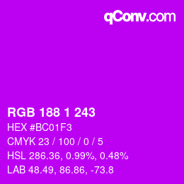 Color code: RGB 188 1 243 | qconv.com