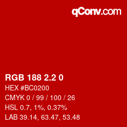 カラーコード: RGB 188 2.2 0 | qconv.com