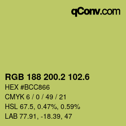 カラーコード: RGB 188 200.2 102.6 | qconv.com