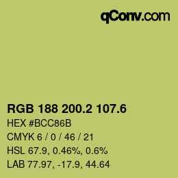 カラーコード: RGB 188 200.2 107.6 | qconv.com