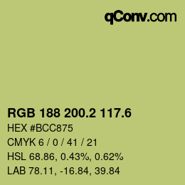 カラーコード: RGB 188 200.2 117.6 | qconv.com