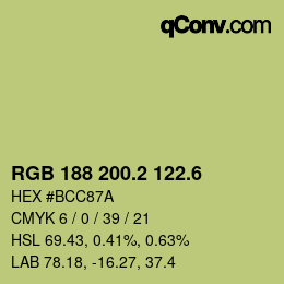カラーコード: RGB 188 200.2 122.6 | qconv.com