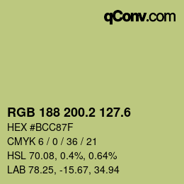 カラーコード: RGB 188 200.2 127.6 | qconv.com